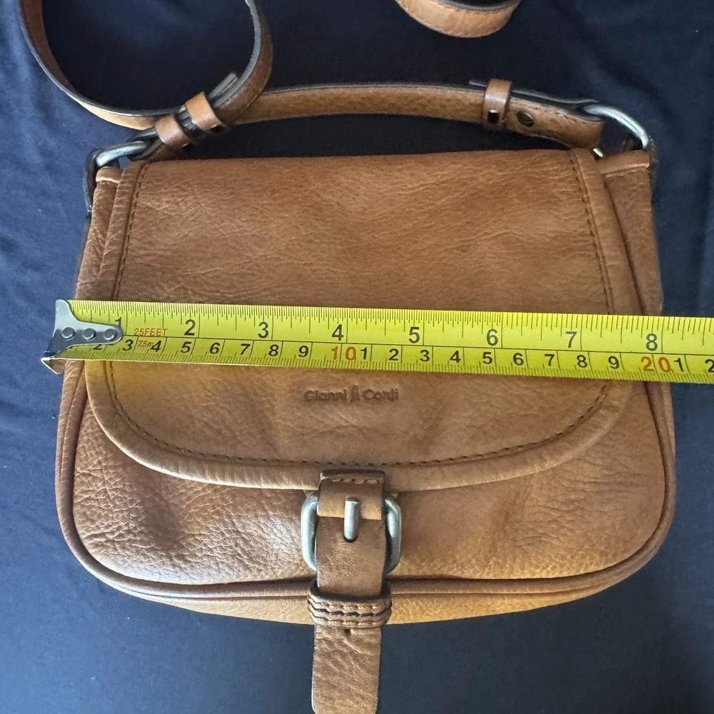 Gianni Conti Leather Crossbody Saddle Bag Made in Italy